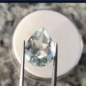 Large 4ct Light Blue Synthetic Quartz Teardrop Gemstone Jewelry Making Loose